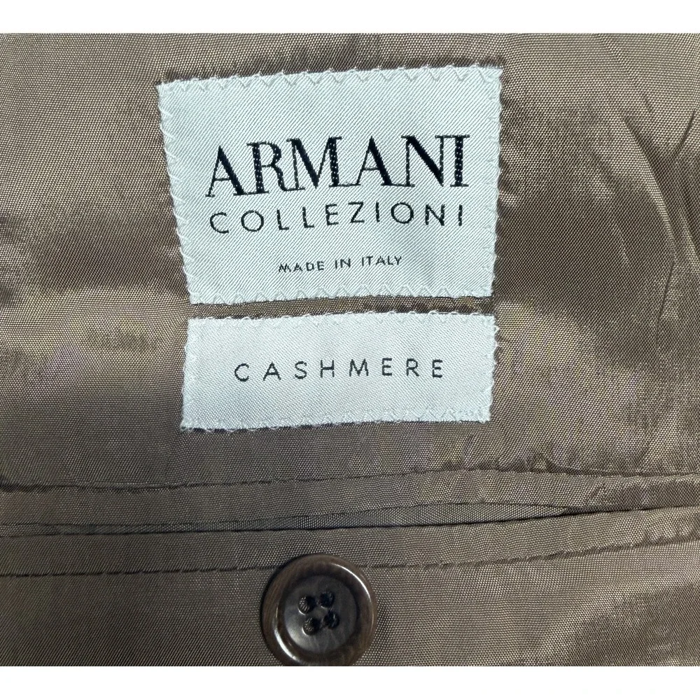 Armani Collezioni 100% Cashmere Brown Herringbone Blazer Men's 44L Italy 1B36E0